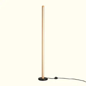 Minimalist Linear Wooden Floor Reading Lamp for Living Room