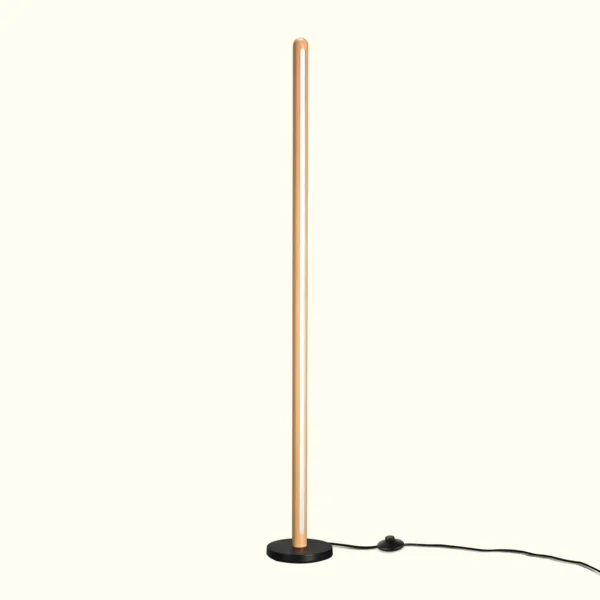 Minimalist Linear Wooden Floor Reading Lamp for Living Room