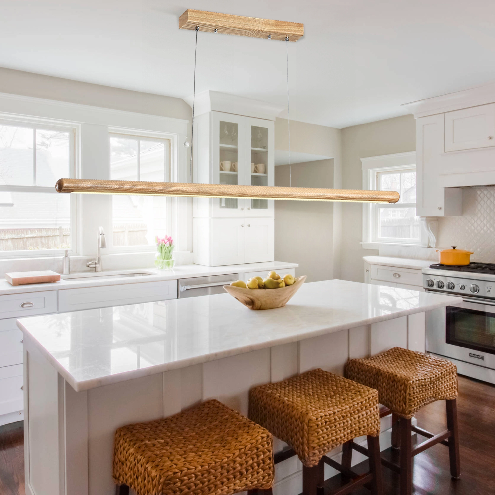 wooden pendant kitchen island light