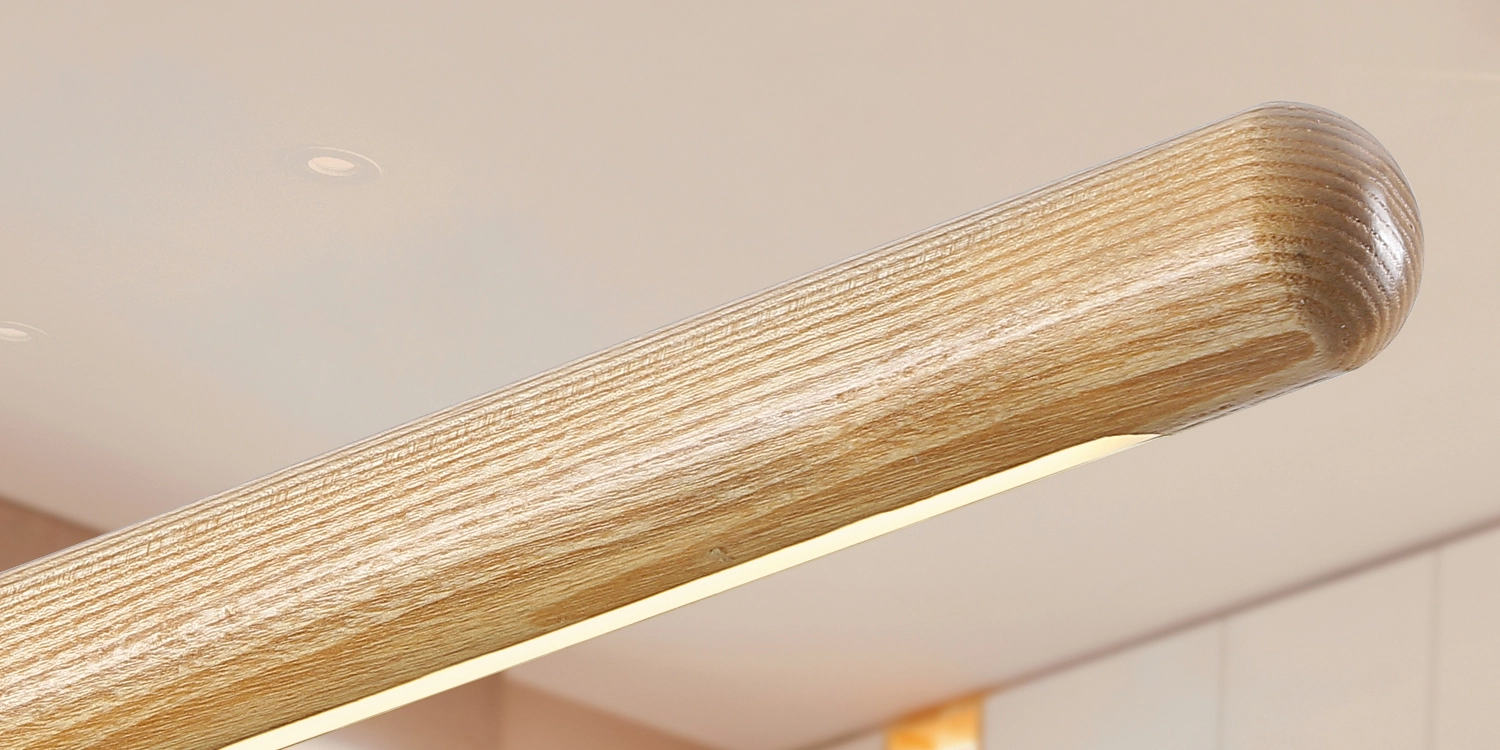 wooden pendant light in office
