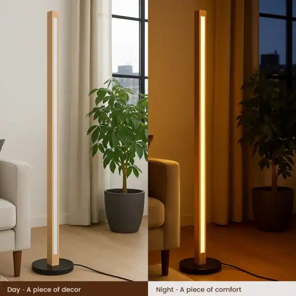 linear wood led floor lamp